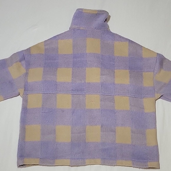 ACOA Plaid Shacket Oversized Jacket Purple Lavender Tan Button up Women's S/M - Picture 8 of 10